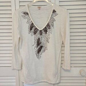 Reba Beaded 3/4 Sleeved Top - Size S